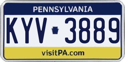 PA license plate KYV3889
