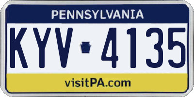 PA license plate KYV4135