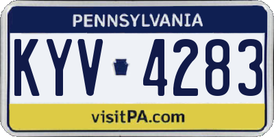 PA license plate KYV4283