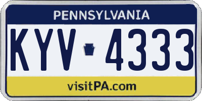 PA license plate KYV4333