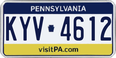 PA license plate KYV4612