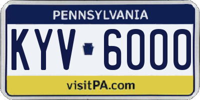PA license plate KYV6000
