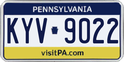 PA license plate KYV9022