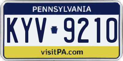 PA license plate KYV9210