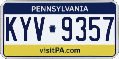 PA license plate KYV9357