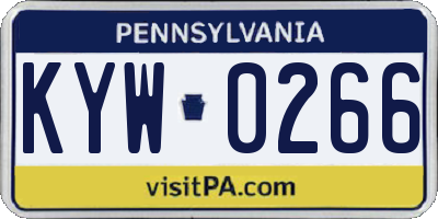 PA license plate KYW0266