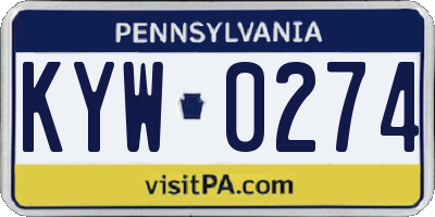 PA license plate KYW0274
