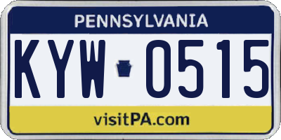 PA license plate KYW0515