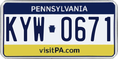 PA license plate KYW0671