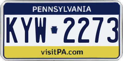 PA license plate KYW2273