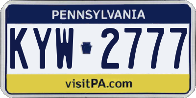 PA license plate KYW2777