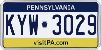 PA license plate KYW3029