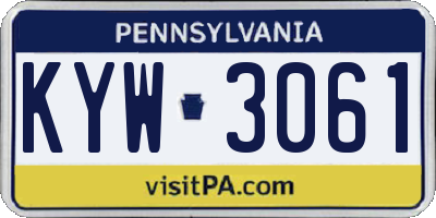 PA license plate KYW3061