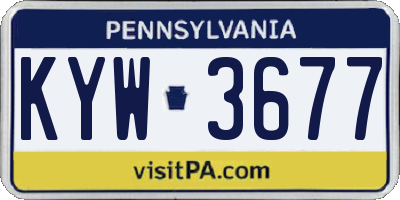 PA license plate KYW3677