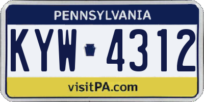 PA license plate KYW4312