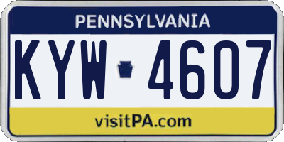 PA license plate KYW4607