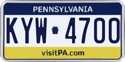 PA license plate KYW4700