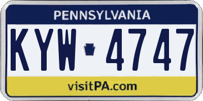 PA license plate KYW4747