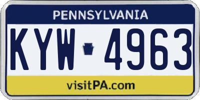 PA license plate KYW4963