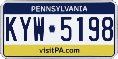 PA license plate KYW5198