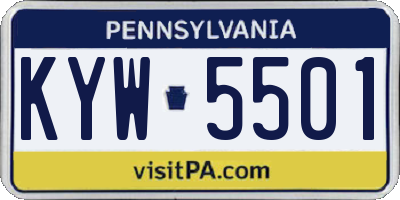 PA license plate KYW5501