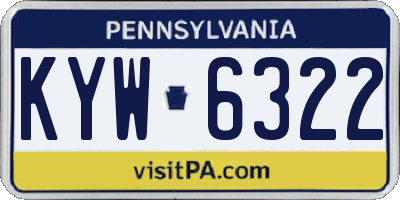 PA license plate KYW6322