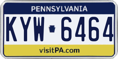 PA license plate KYW6464
