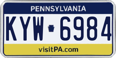 PA license plate KYW6984