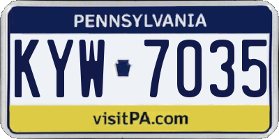 PA license plate KYW7035