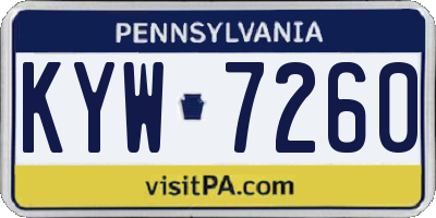 PA license plate KYW7260