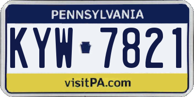 PA license plate KYW7821