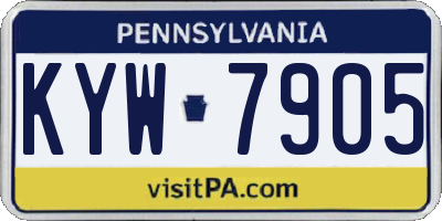 PA license plate KYW7905