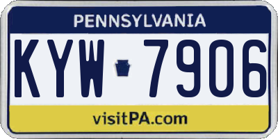 PA license plate KYW7906