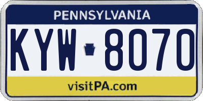 PA license plate KYW8070
