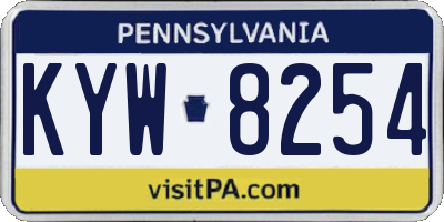 PA license plate KYW8254