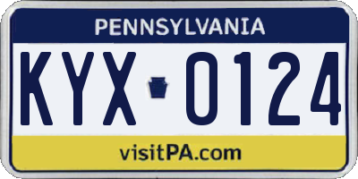 PA license plate KYX0124