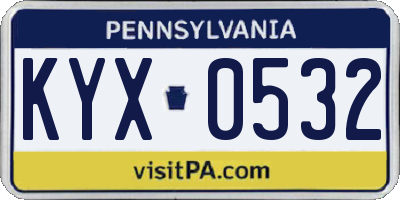 PA license plate KYX0532