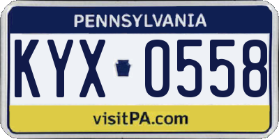 PA license plate KYX0558