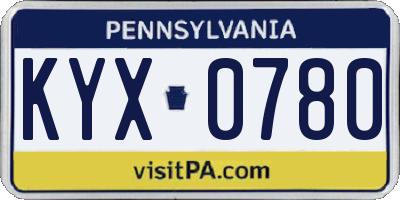 PA license plate KYX0780