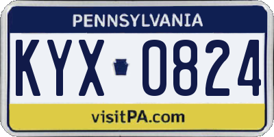 PA license plate KYX0824