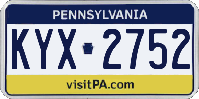 PA license plate KYX2752