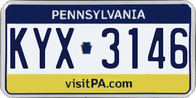 PA license plate KYX3146