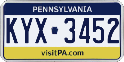 PA license plate KYX3452
