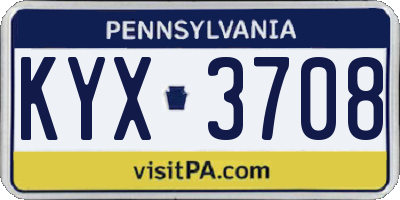 PA license plate KYX3708