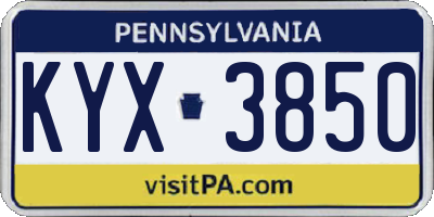 PA license plate KYX3850