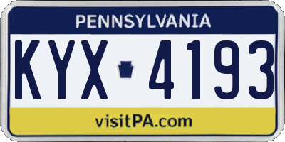 PA license plate KYX4193