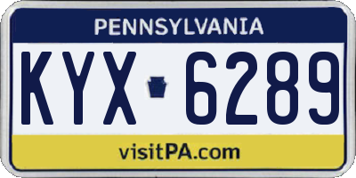 PA license plate KYX6289
