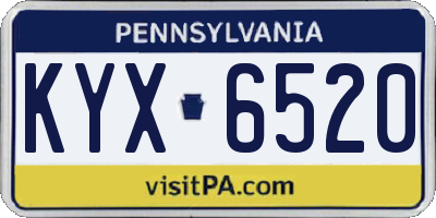 PA license plate KYX6520