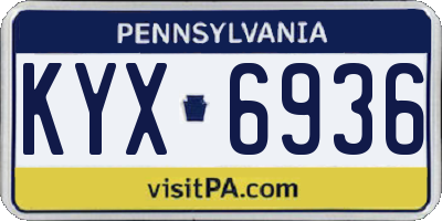 PA license plate KYX6936