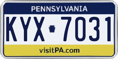 PA license plate KYX7031